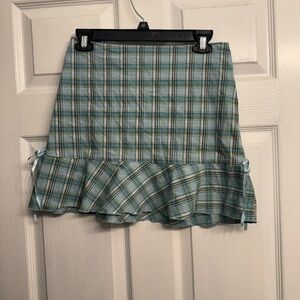 Y2KPlaid Ruffle Hem with bows Skirt